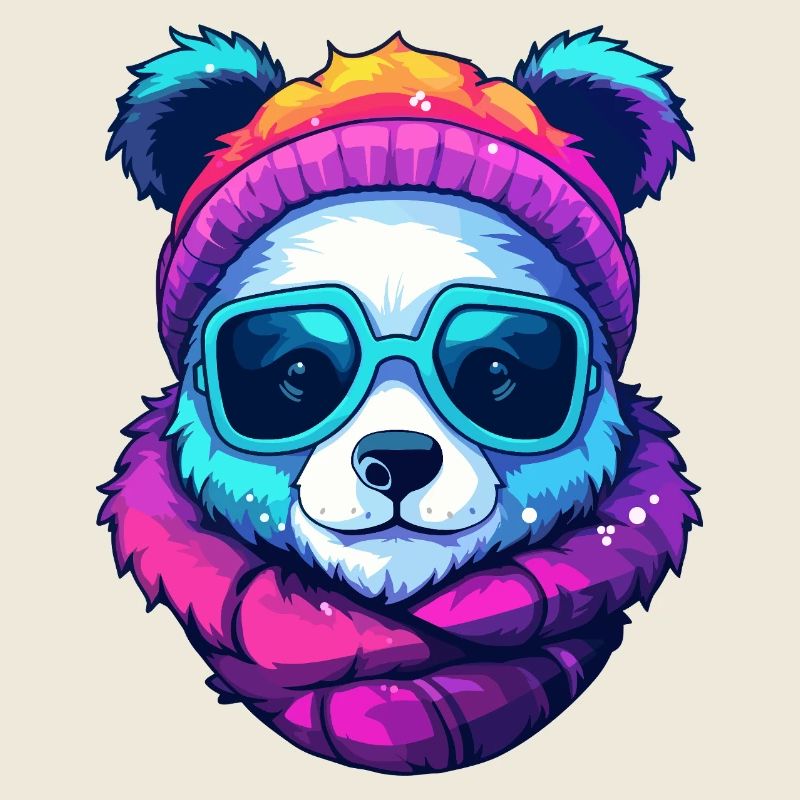 Neon-Regenbogenbär-Straßenstil mit Sonnenbrille