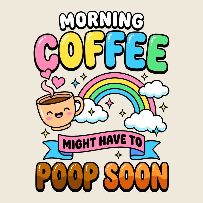 Le café du matin devra probablement bientôt aller aux toilettes. Drôle.