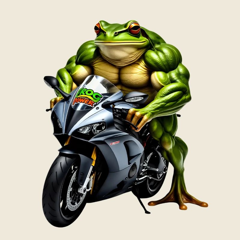 Grenouille musclée à moto