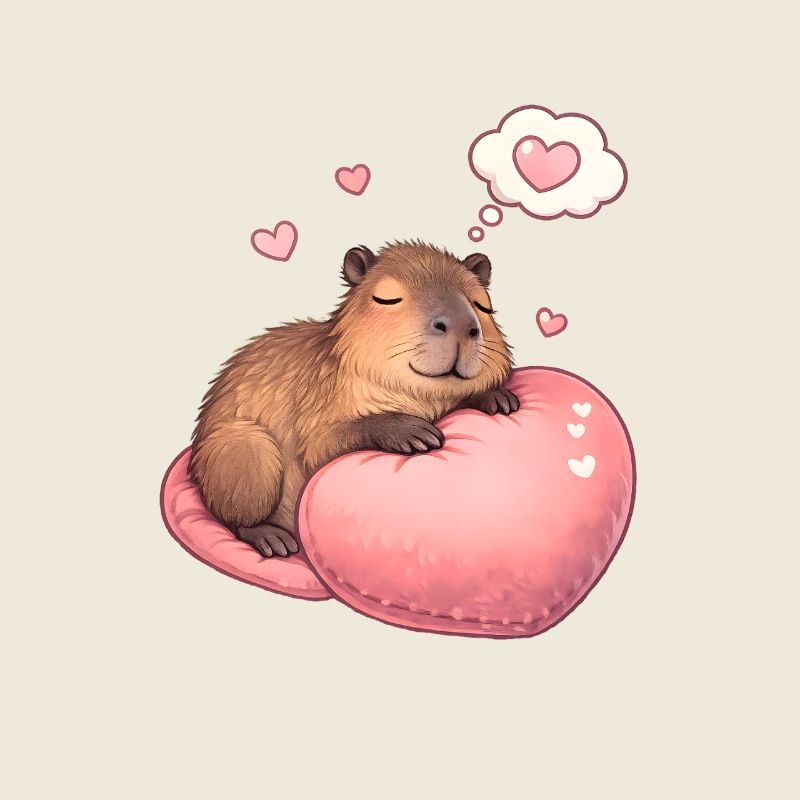 Sleeping Capybara – Cozy Heart Motif