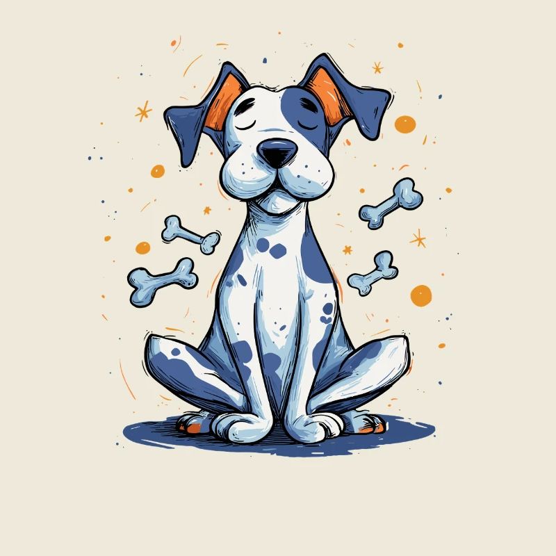 Blauer Hund Cartoon mit Knochen