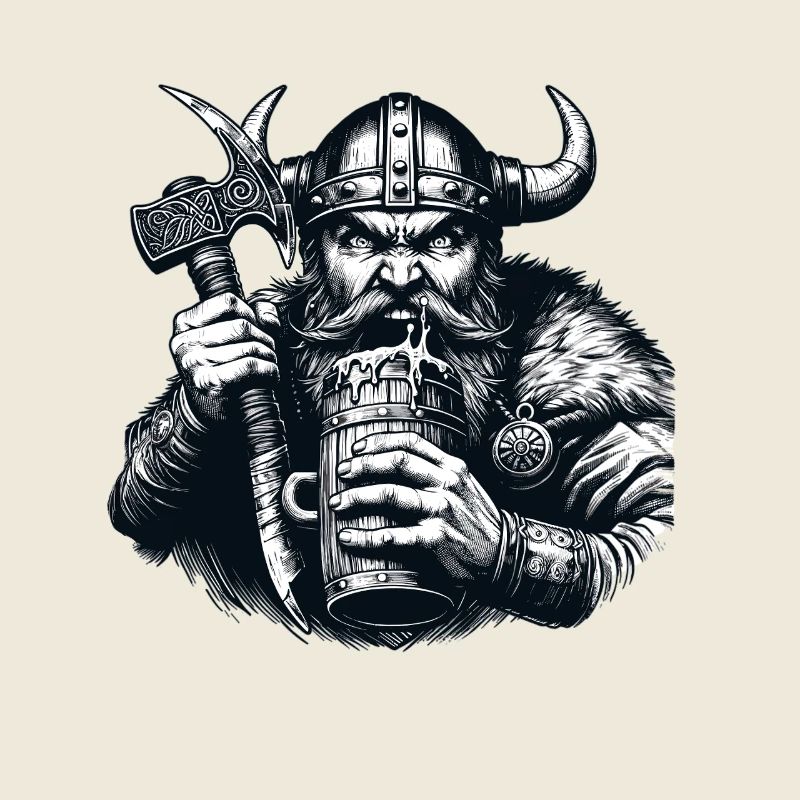 Wikinger mit Axt und Bierkrug Illustration
