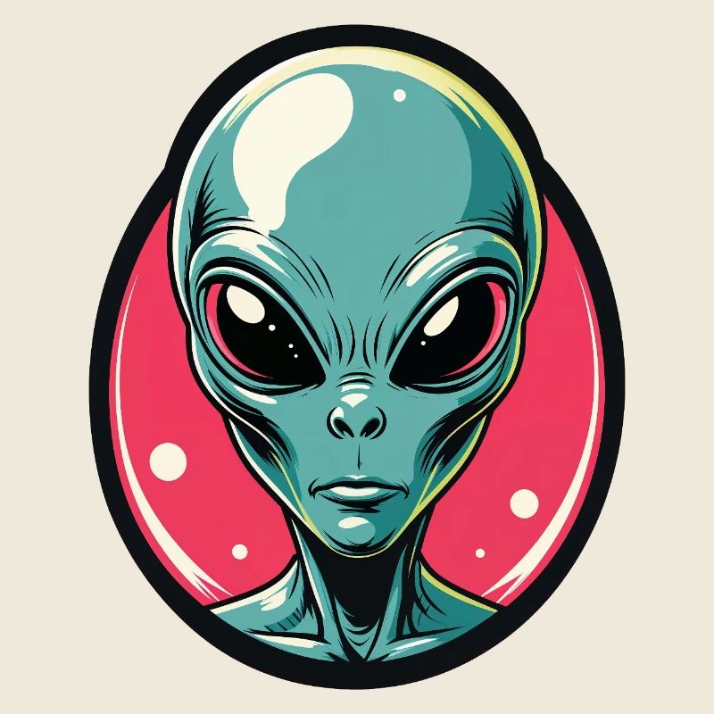 Neon Alien Kopf Portrait