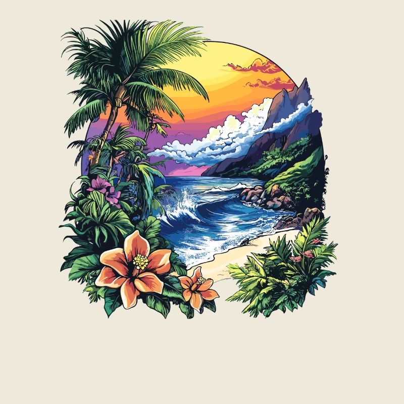 Tropical coast at sunset