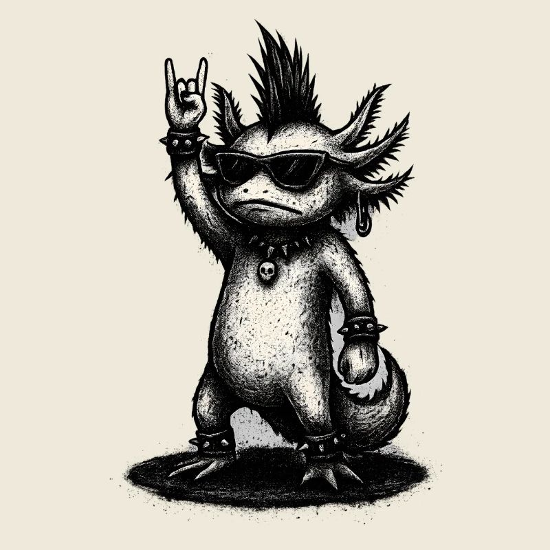 Punk Rock Axolotl with Mohawk