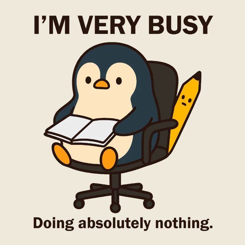 Sehr beschäftigter Pinguin