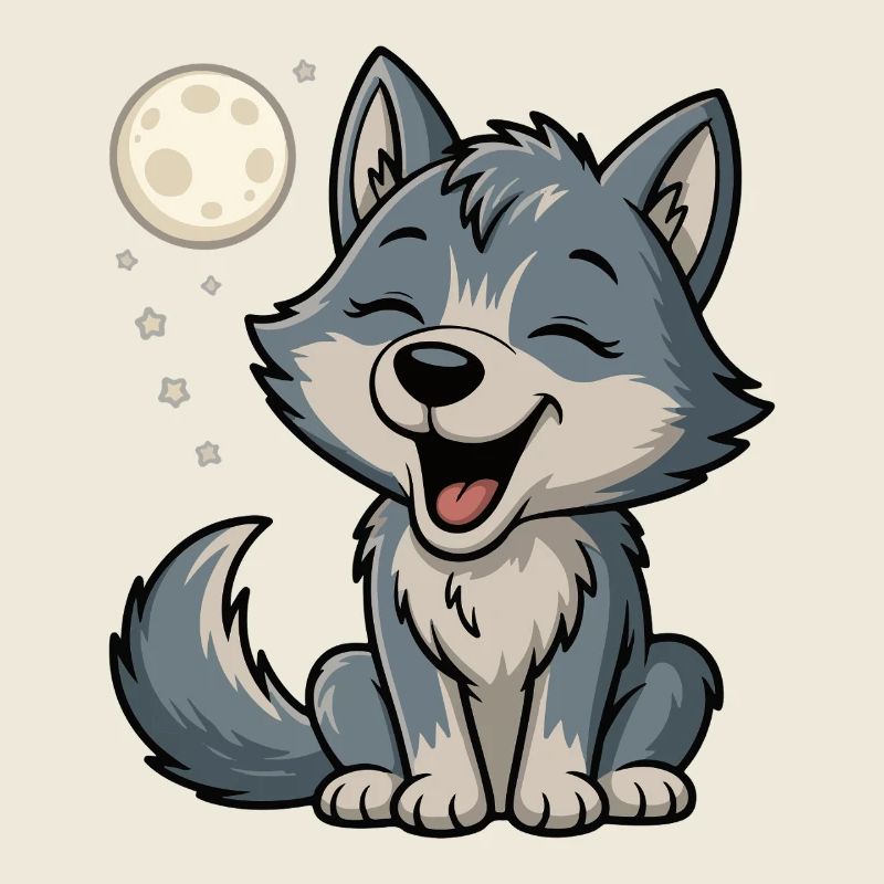 Câlin au Loup au Clair de Lune