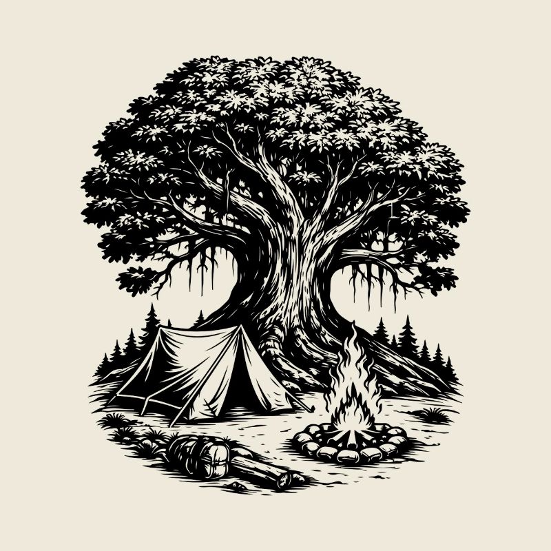 Camping Tent Forest Tree