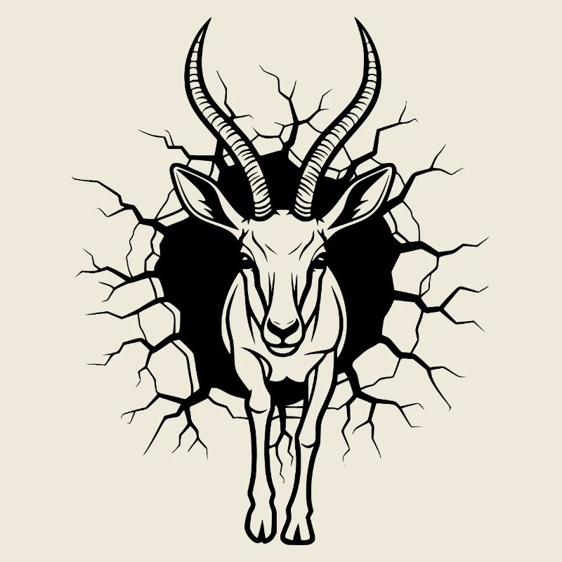 Illustration noir-blanc de la percée murale antilope