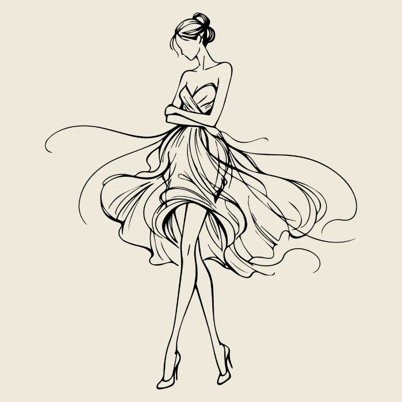 Silhouette fluide en robe de soirée