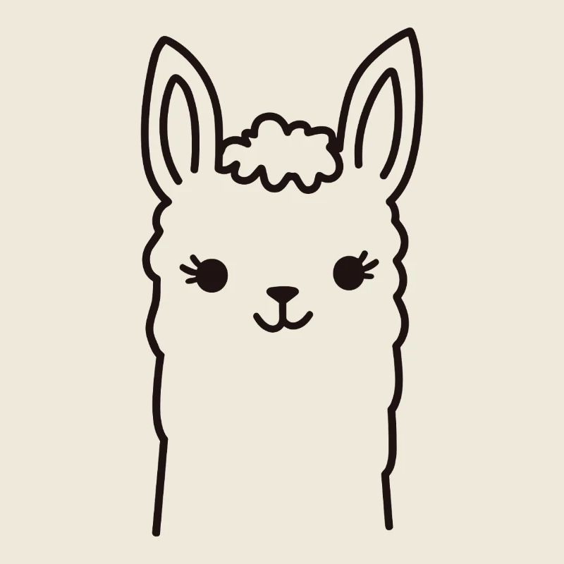 Süßes Alpaka Llama Kopf Line Art