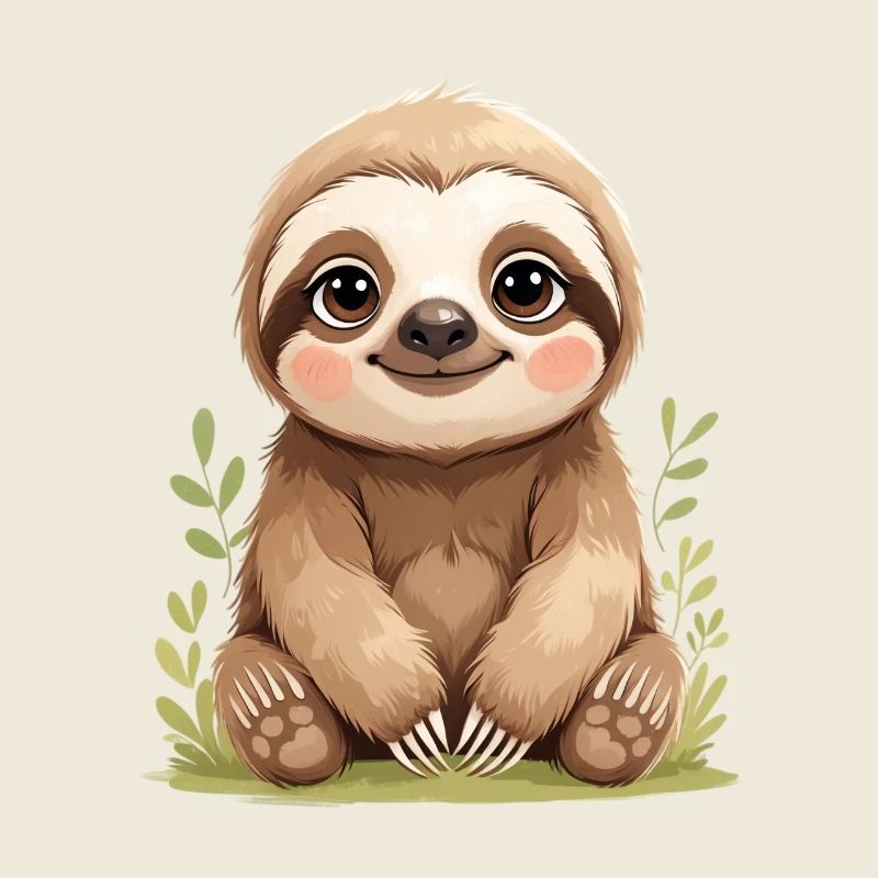 Cute Sloth Sitting