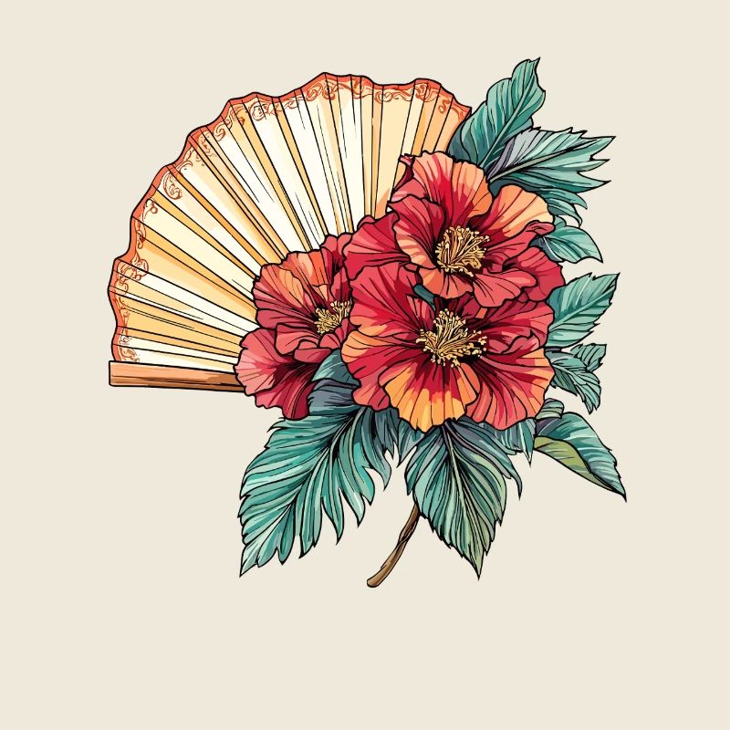 Ventilateurs d’hibiscus dans le style oriental