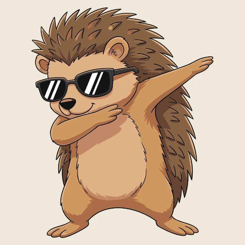 Cool Dabbing Hedgehog Sunglasses Cartoon Art