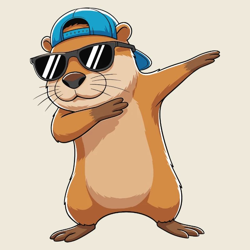 Cool Dabbing Otter Sunglasses Cartoon Art