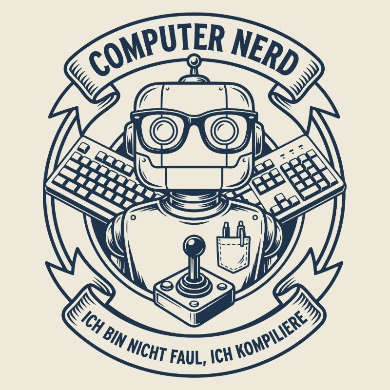 Computer Nerd Robot Logo
