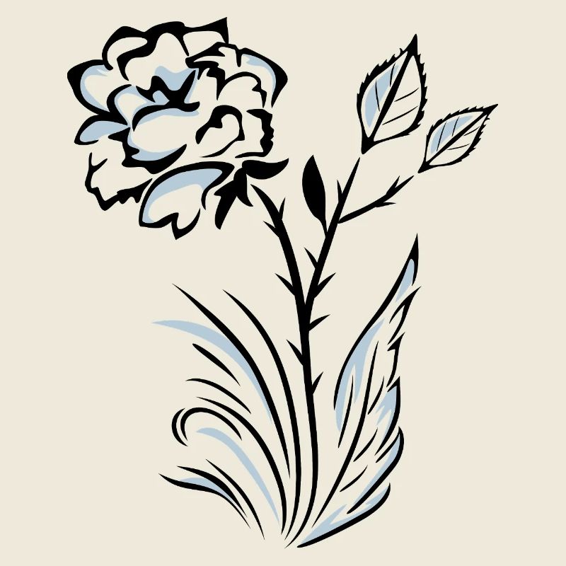 Rose stylisée à contours