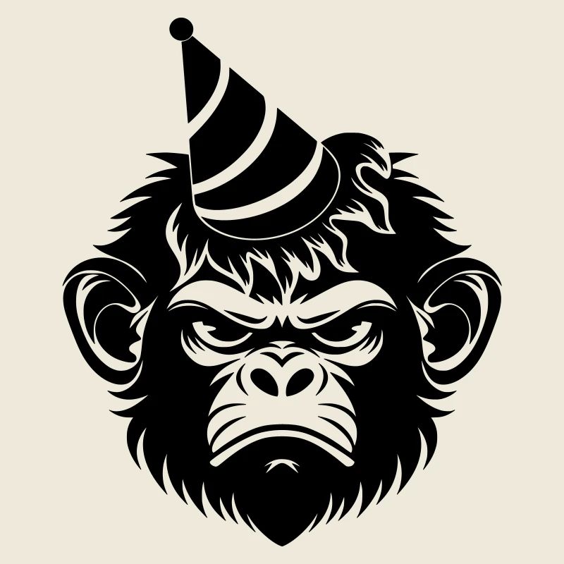 Launischer Affe mit Party-Hut