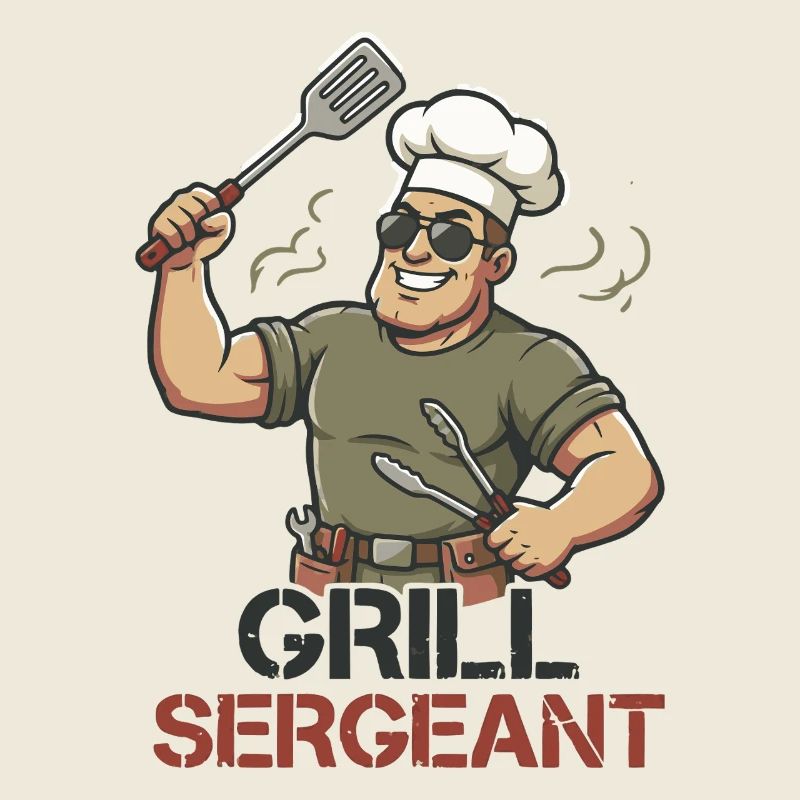 Sergent grillé Chef grillé drôle de barbecue