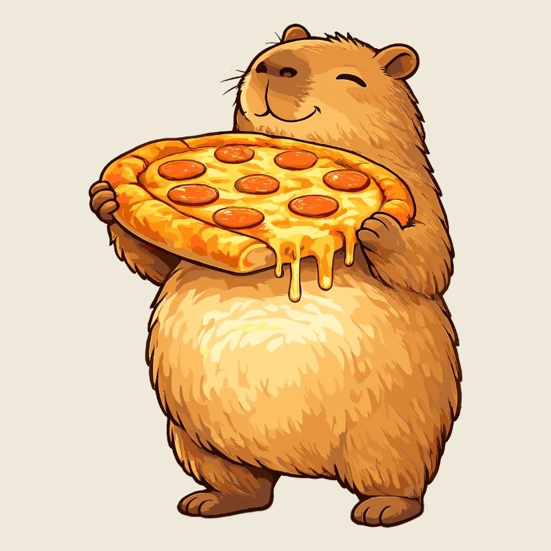 Capybara avec motif d’animal drôle de pizza
