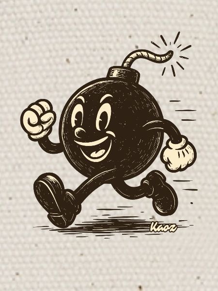 Running cartoon bombshell
