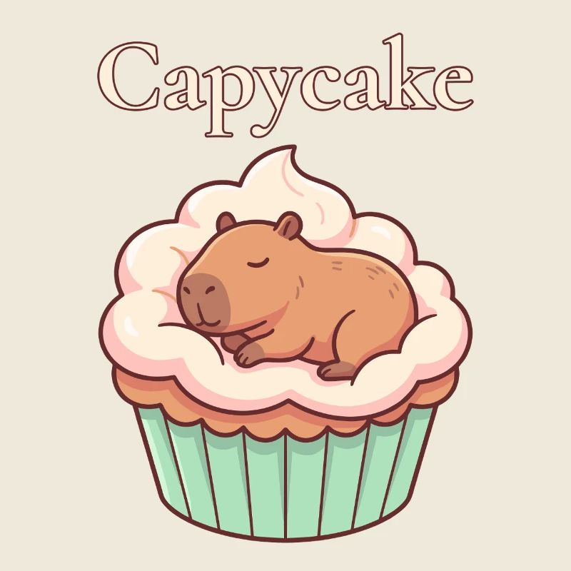 Motif mignon de cupcakes capybara capybara