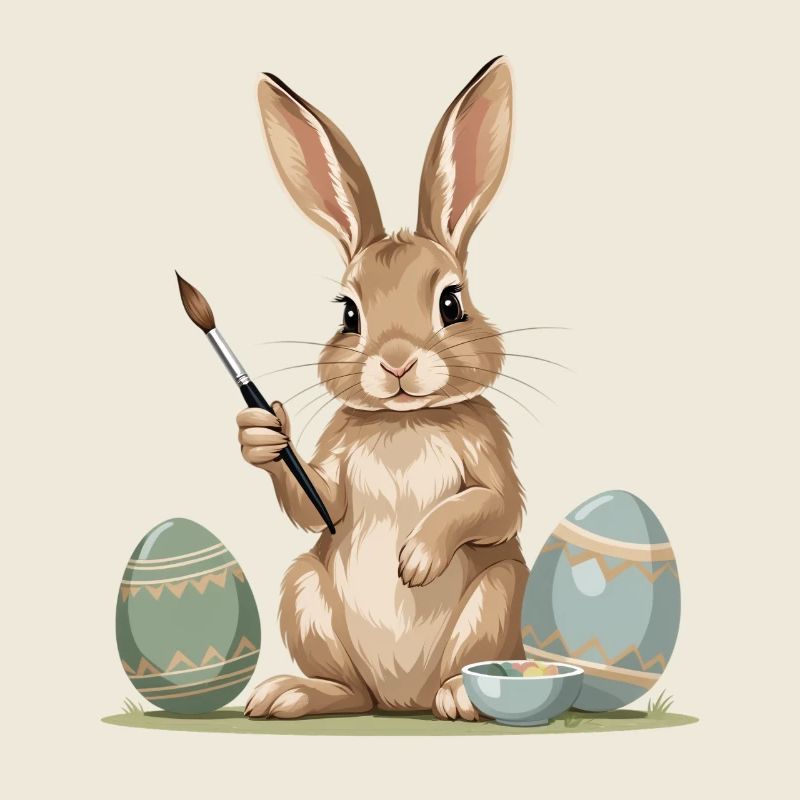 Lapin de Pâques avec une brosse