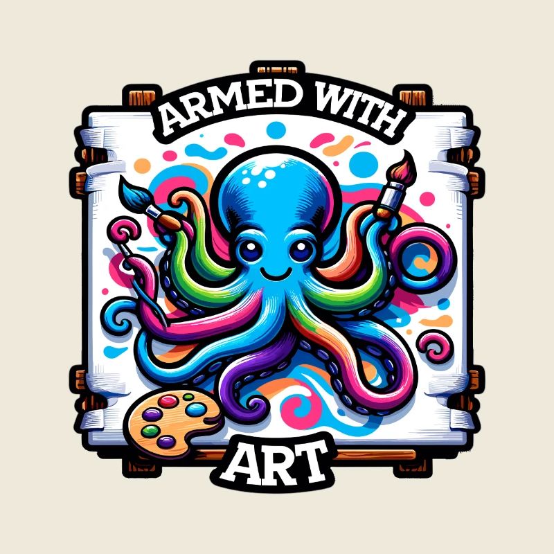 Kunst-Oktopus mit Farbflecken