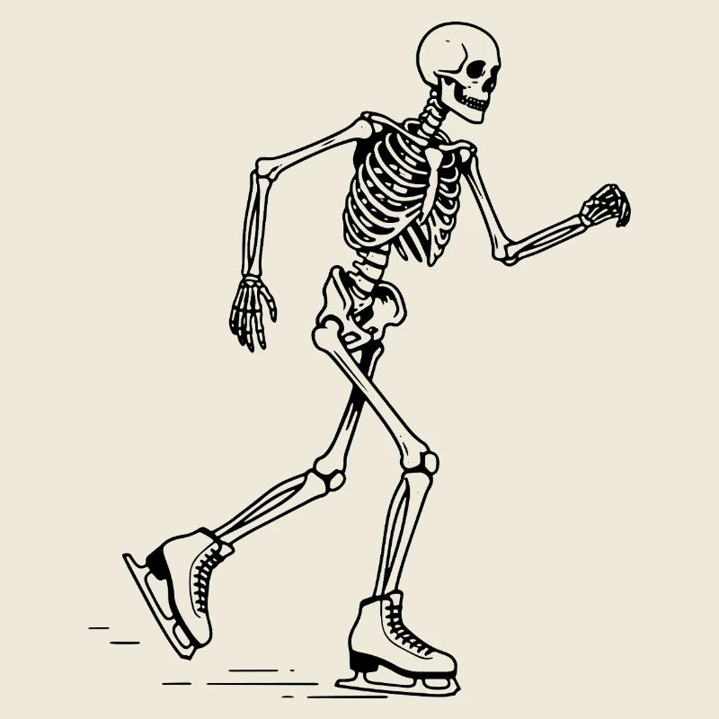 Skeleton is iceskating 