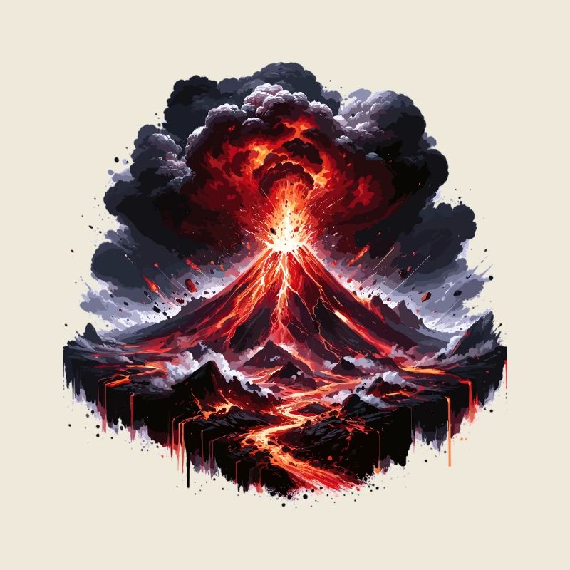 Feux d’artifice de lave par éruption volcanique
