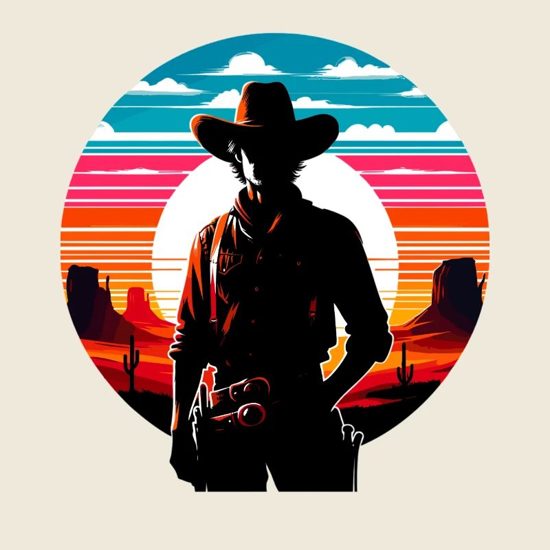 Desert Cowboy Sunset Silhouette
