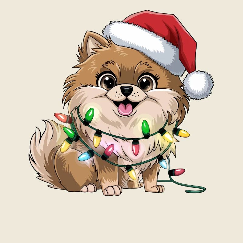Weihnachtshund mit Lichterkette