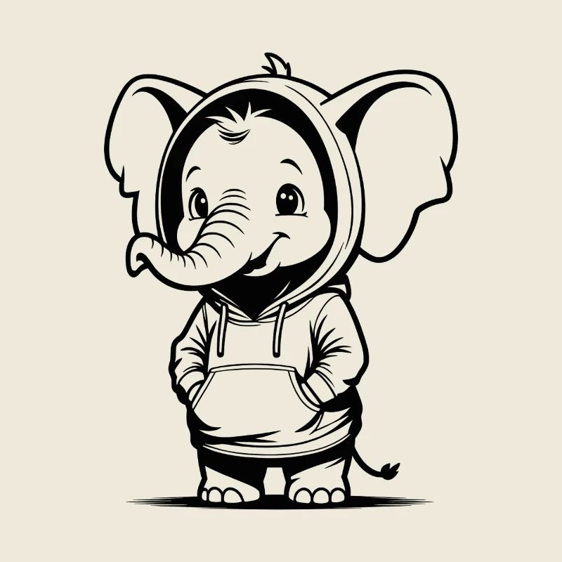 Éléphant câlin en sweat à capuche