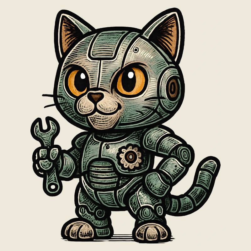 RoboCat rétro avec outils