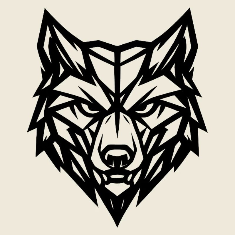 Grauer Wolf mit geometrischem Stil