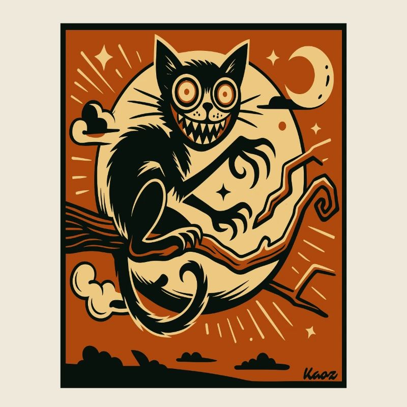 Mond Katze Dämon im Herbstmond