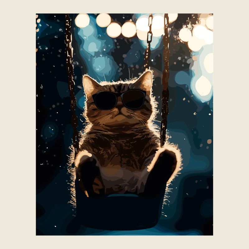 Balançoire de chat sous la veilleuse