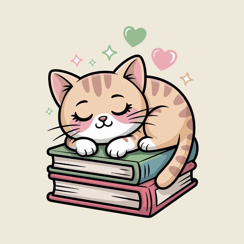 Schlafendes Kätzchen auf Büchern