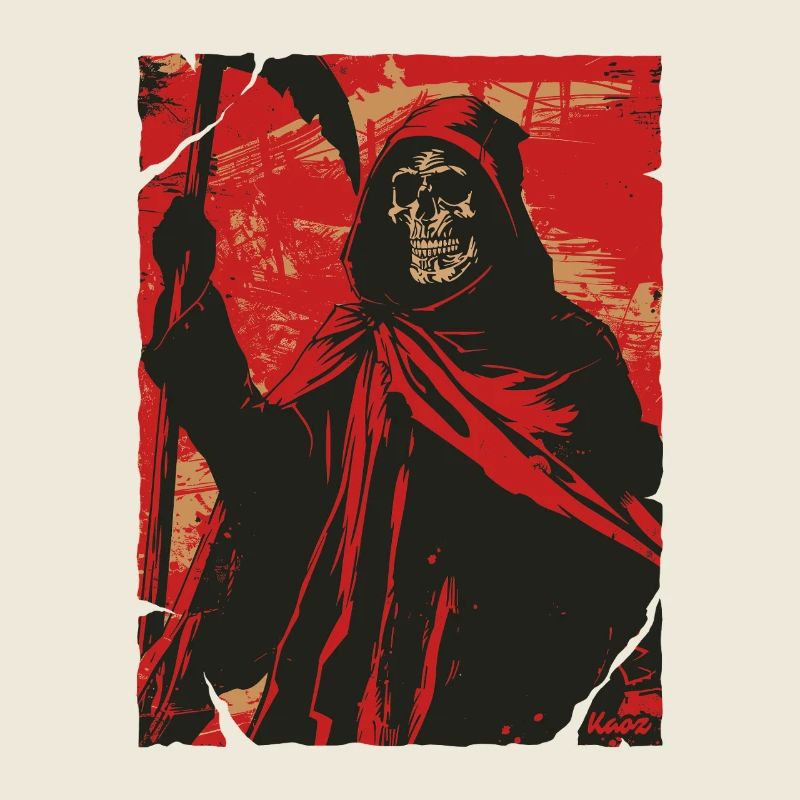 Red Shadow Grim Reaper Skull Skeleton