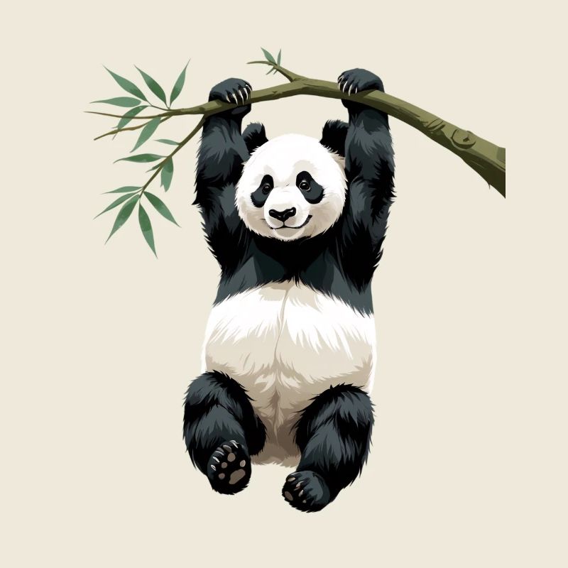 Hanging Panda Bamboo Branch