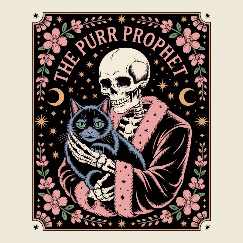 Le Squelette du Prophète Ronronner avec le Chat Noir