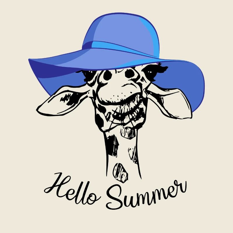 Hello Summer Giraffe Blue Sun Hat Animal Design