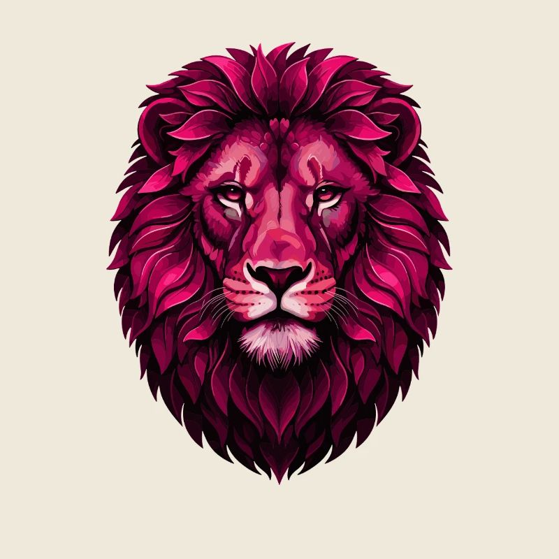 Lion rose avec crinière fleurie