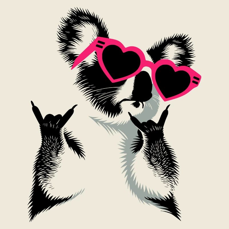 Koala avec jupe en forme de lunettes en forme de cœur