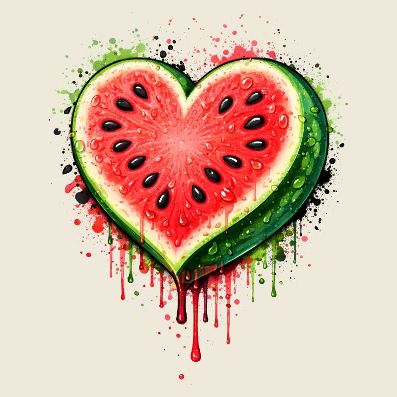 Illustration juteuse de pastèque en forme de cœur