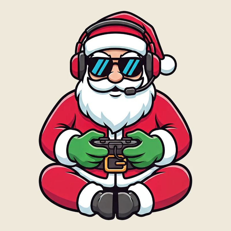 Gamer Weihnachtsmann Spielt Videospiel-Controller