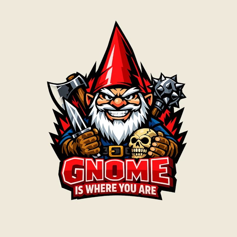 Evil Gnome, Dark Gnome, Goth Gnome, Funny Gnome