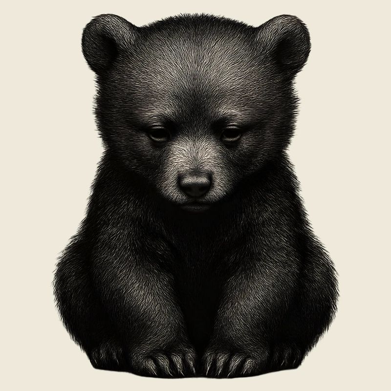 Dunkler Bärenjunge im Sitzen