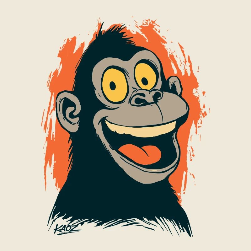 Comic Affenkopf mit gelbem Blick