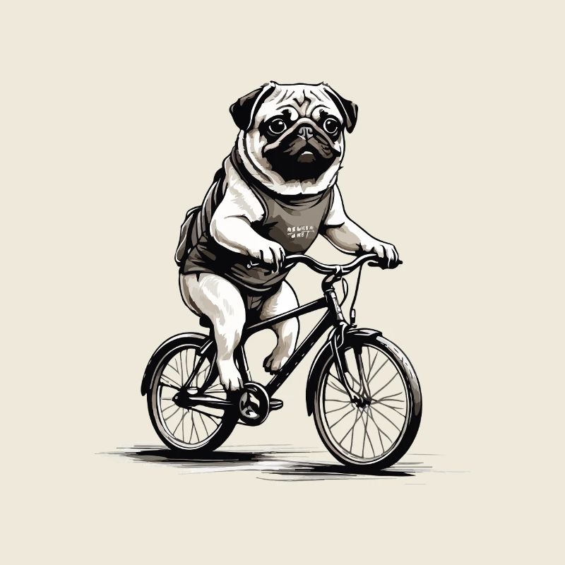 Radelnder Mops